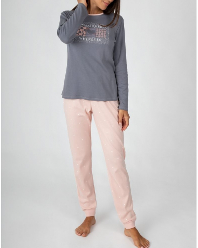 Pijama largo Massana (Imprimé Gris/Rose)