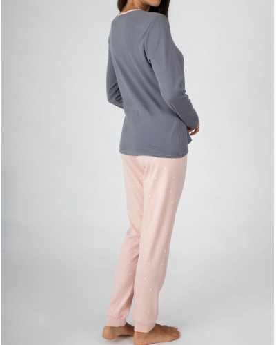 Pyjama long Massana (Imprimé Gris/Rose)