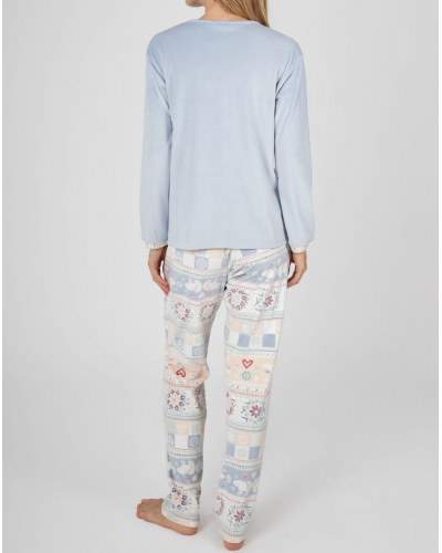 Pijama largo de micropolar Massana (Imprimé Bleu Clair)