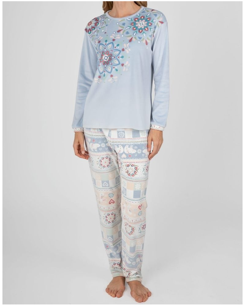 Pijama largo de micropolar Massana (Imprimé Bleu Clair)