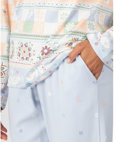 Long 100% cotton pajamas Massana (Imprimé Multicolore)