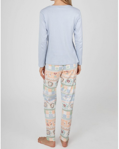 Long 100% cotton Massana pajamas (Imprimé Bleu Clair)