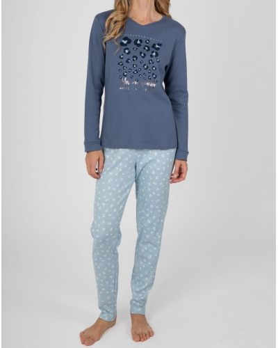 Pijama largo 100% algodón Massana (Imprimé Bleu)