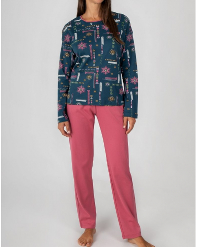 Pijama largo 100% algodón Massana (Imprimé Bleu Foncé)