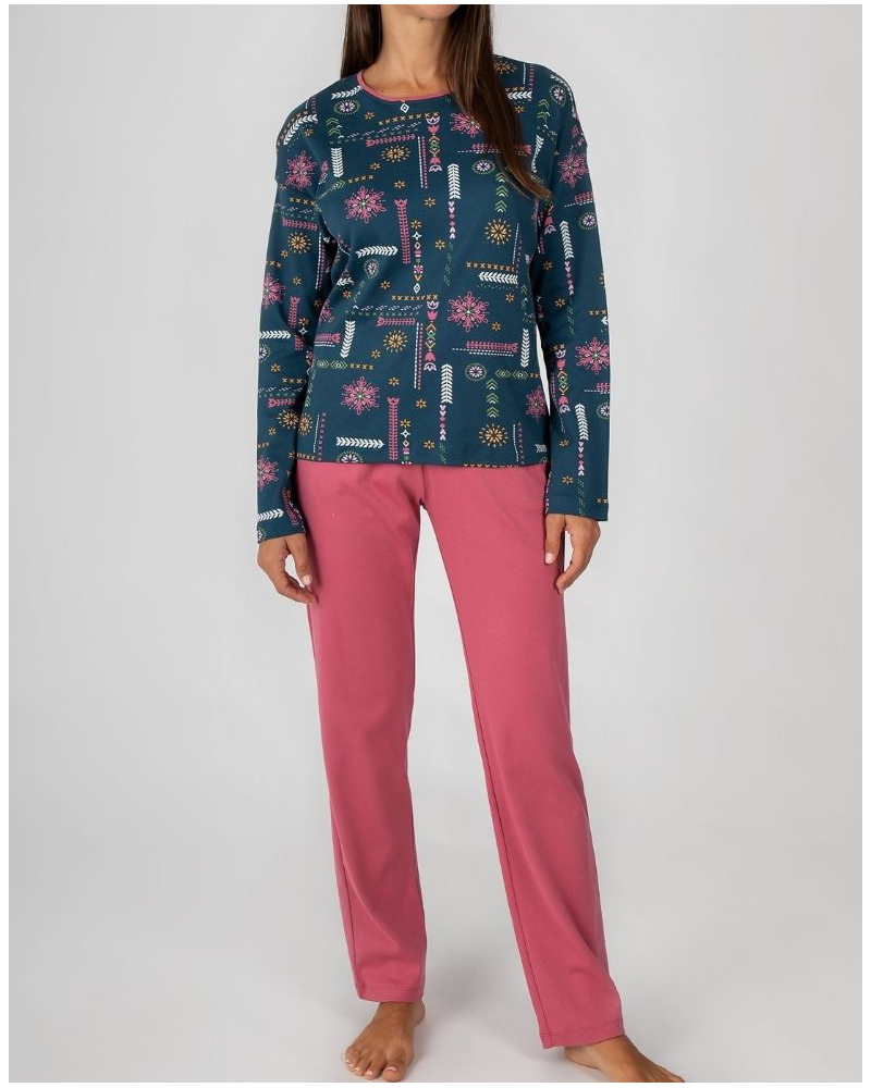 Pijama largo 100% algodón Massana (Imprimé Bleu Foncé)