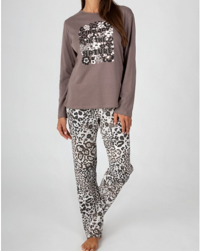 Pyjama long coton Massana (Chocolat)