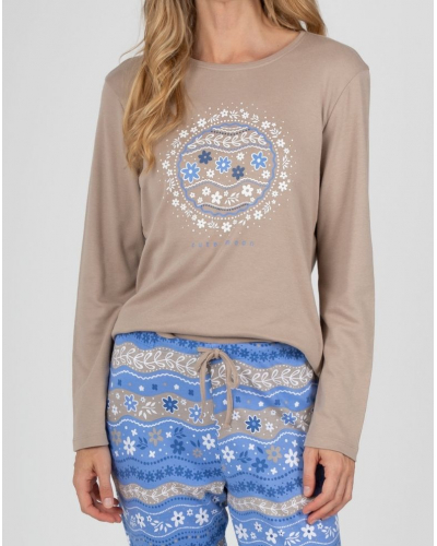 Pyjama long coton modal Massana (Beige)