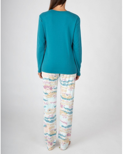Pyjama long en coton Massana (Pétrole)