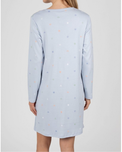 Liquette manches longues 100% coton Massana (Imprimé Bleu Clair)