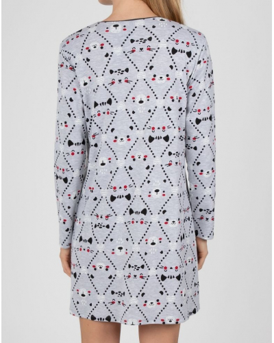Long-sleeved cotton nightdress Massana (Gris Vigoré)
