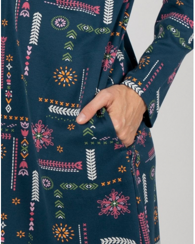 Camisone mangas largas 100% algodón Massana (Imprimé Bleu Foncé)