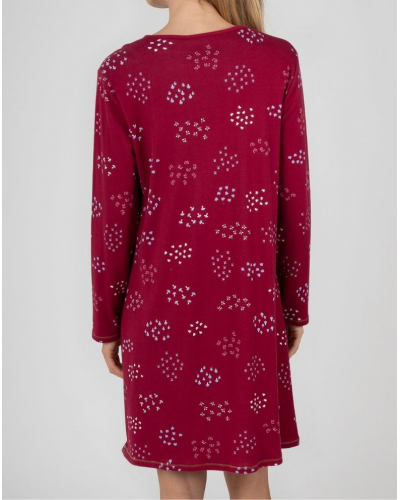 Long-sleeve 100% cotton nightdress Massana (Granate)