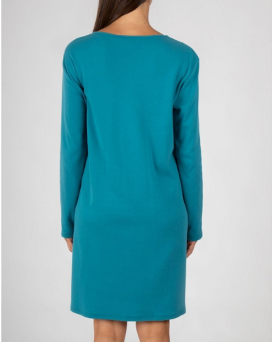 Long-sleeve cotton nightdress Massana (Pétrole)