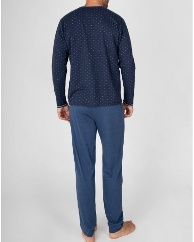 Massana buttoned long cotton pyjama (Vigoré Charbon)