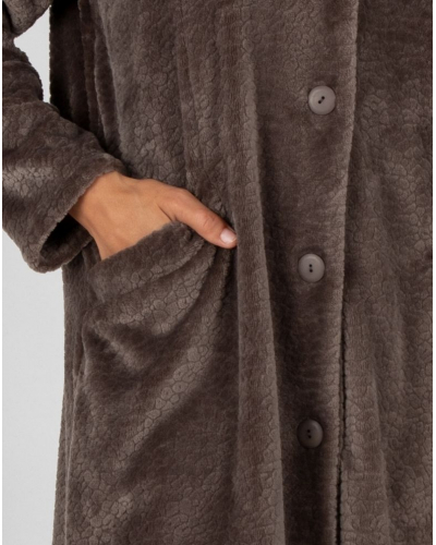 Dressing gown polar buttoned Massana (Chocolat)