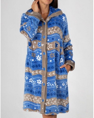 Dressing gown polar buttoned Massana (Bleu)