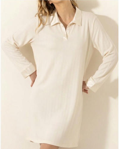 Chemise de nuit Interlock 100% coton Le Chat Philo (Ecru)