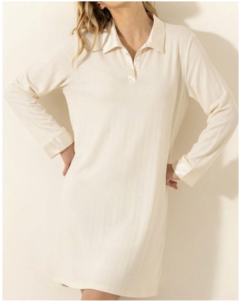 Chemise de nuit Interlock 100% coton Le Chat Philo (Ecru)