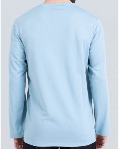 Pyjama long 100% coton Athena EcoPack Vintage (Bleu Gris/Noir)