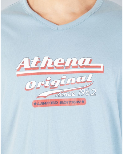 Pijama largo 100% algodón Athena Ecopack Vintage (Bleu Gris/Noir)