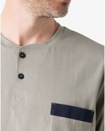 Pijama corto 100% algodón Eminence Casual (Vert/Imprimé Graphique Marine)