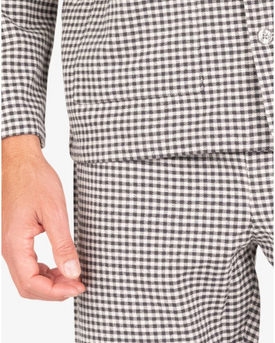 Buttoned-up long pyjama 100% cotton Eminence Flanelle (Imprimé Vichy)