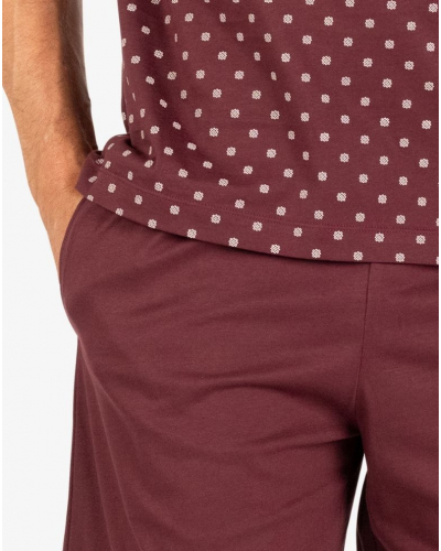 Short pyjama 100% cotton Eminence Mercerisé (Bordeaux/Imprimé)