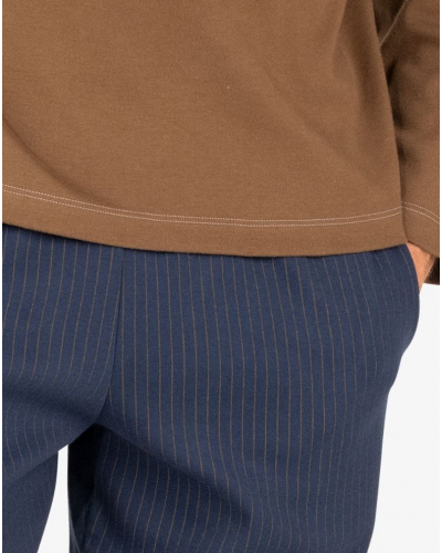 Pijama largo 100% algodón Eminence Interlock (Camel/Marine)