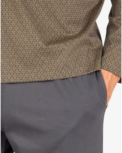 V-neck long pyjama 100% cotton Limited Christmas Edition Eminence (Imprimé Gold/Anthracite)