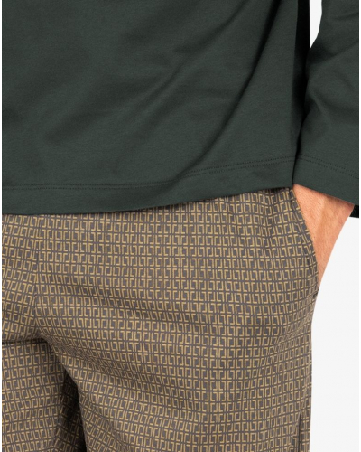 Pyjama long 100% coton Edition Limitée Noël Eminence (Anthracite/Imprimé Gold)