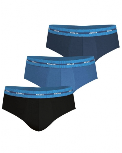 Lot de 3 slips Stretch Coton Athena (Noir/Bleu/Marine)