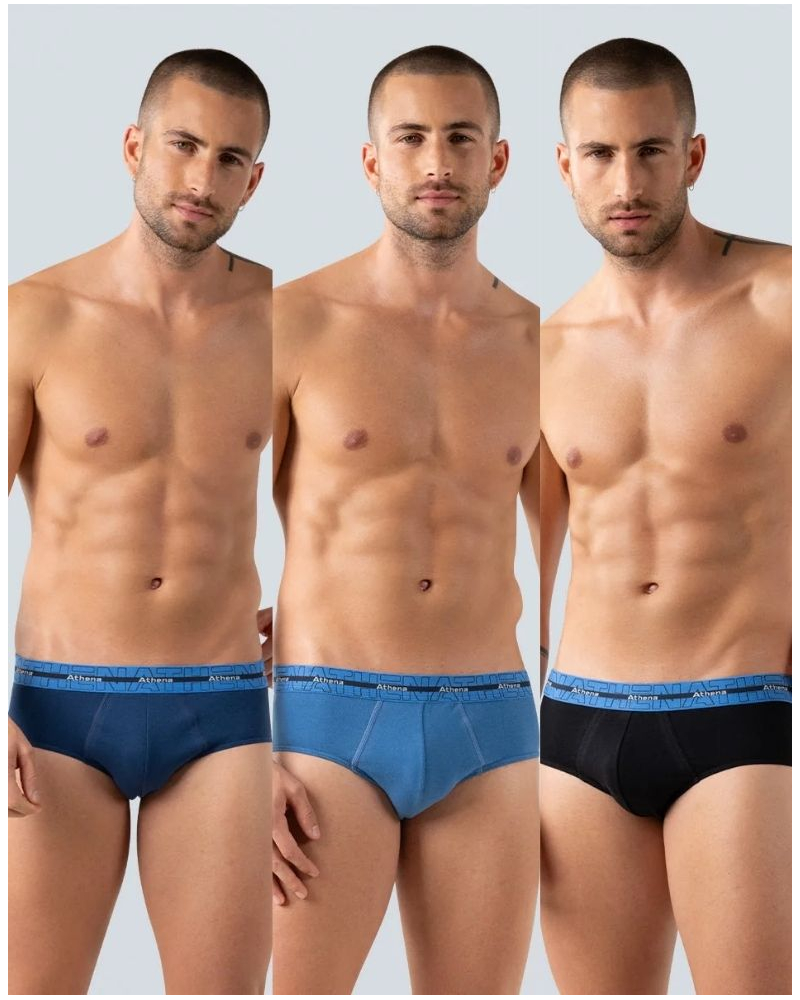Lot de 3 slips Stretch Coton Athena (Noir/Bleu/Marine)