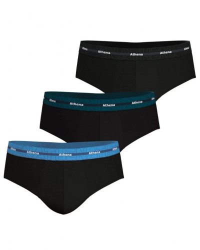 Pack of 3 briefs Athena Stretch Cotton (Black)