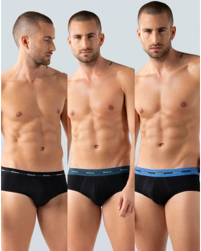 Paquete de 3 calzoncillos Athena Algodón Elástico (Negro)
