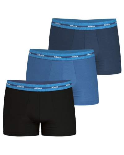 Paquete de 3 Bóxers Athena Algodón Elástico (Noir/Bleu/Marine)