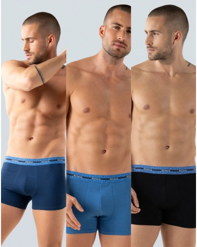 Pack of 3 Boxers Athena Stretch Cotton (Noir/Bleu/Marine)