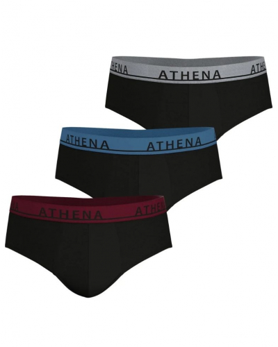 Pack of 3 stretch cotton briefs Athena Easy Color (Noir Imprimé)
