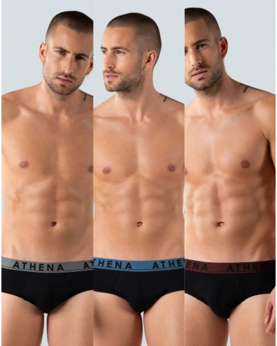 Paquete de 3 calzoncillos Algodón Elástico Athena Easy Color (Noir Imprimé)