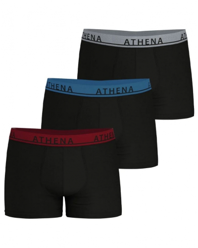 Lot de 3 boxers coton stretch Athena Easy Color (Noir Imprimé)