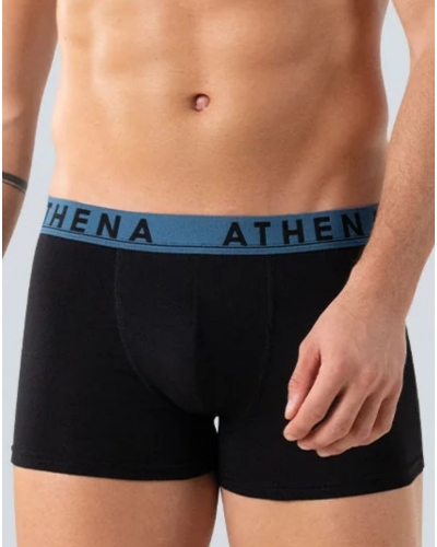 Pack of 3 stretch cotton boxers Athena Easy Color (Noir Imprimé)