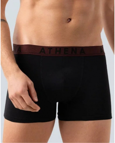 Pack of 3 stretch cotton boxers Athena Easy Color (Noir Imprimé)