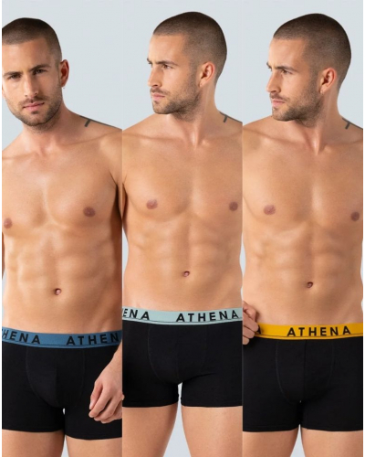 Lot de 3 boxers coton stretch Athena Easy Color (Noir)