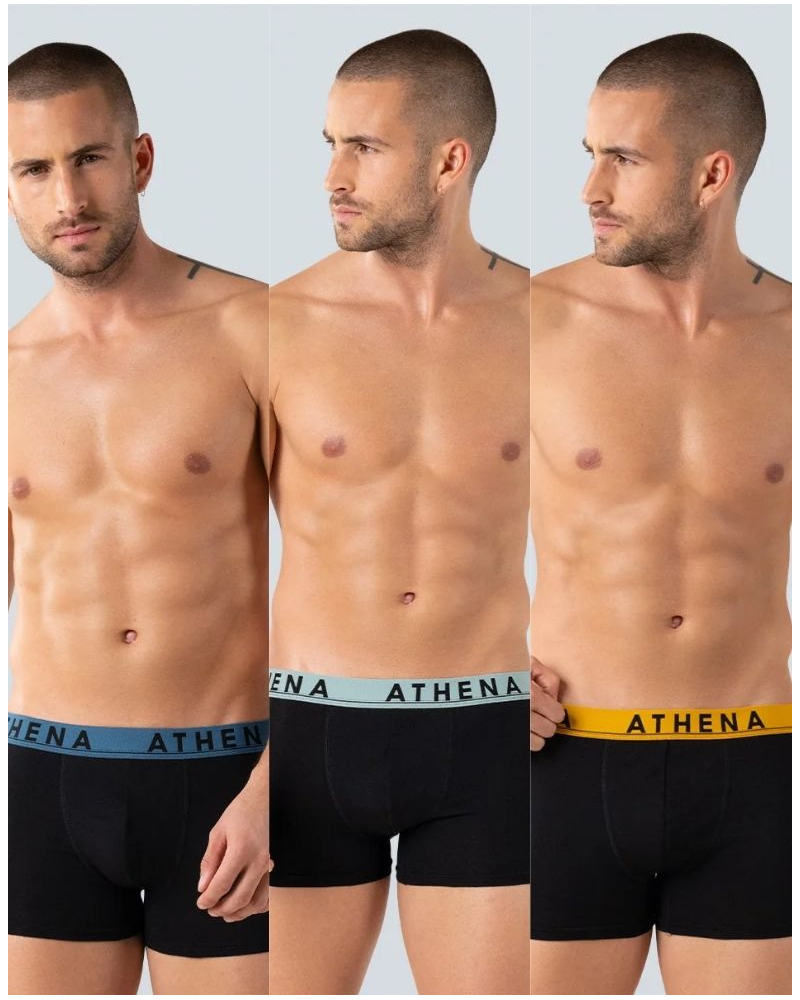 Pack of 3 stretch cotton boxers Athena Easy Color (Black)