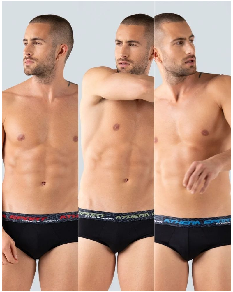 Paquete de 3 calzoncillos Athena Training Dry Sport (Negro)