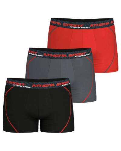 Paquete de 3 bóxers Athena Training Dry Sport (Noir/Anthracite/Rouge)