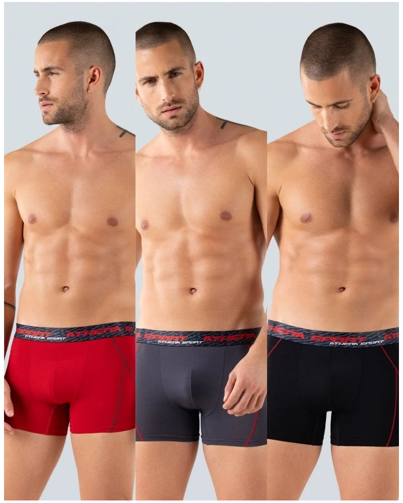 Pack of 3 boxers Athena Training Dry Sport (Noir/Anthracite/Rouge)