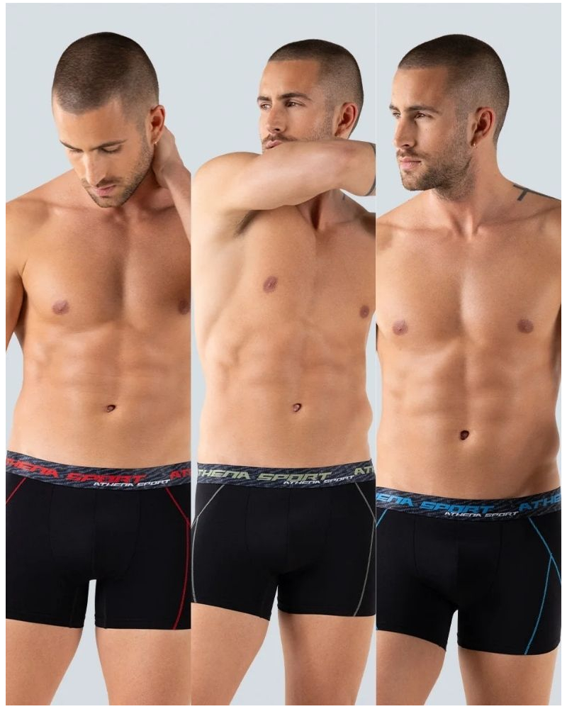 Paquete de 3 bóxers Athena Training Dry Sport (Negro)