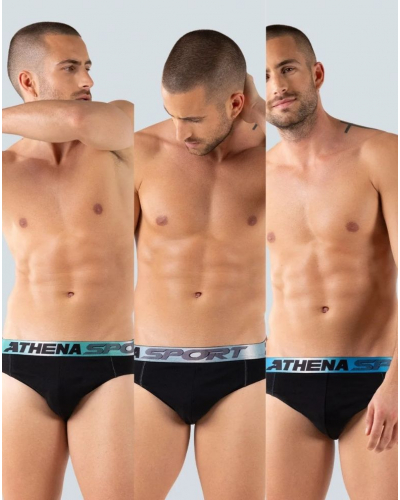 Lot de 3 slips coton Athena Odor Control Sport (Noir)