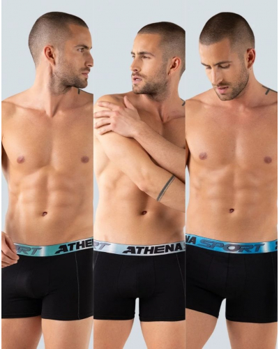 Lot de 3 Boxers coton Athena Odor Control Sport (Noir)