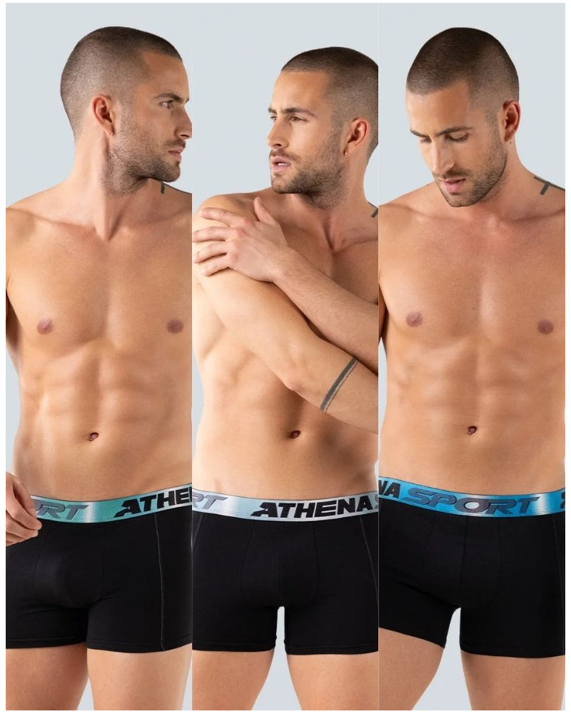 Paquete de 3 bóxers algodón Athena Odor Control Sport (Negro)
